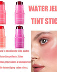 4PCS Milk Cooling Water Jelly Tint, Jelly Tint Makeup Jelly Blush Stick, Cruelty Free, Milk Jelly Blush, Blush Stick for Cheeks and Lips with Gift