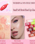 6PCS Fat Oil Lip Gloss Mini,Small Brush Head Hydrating Transparent Lip Glow Oil for Women Moisturizing Tinted Lip Plumper Gloss Longlasting Non-sticky