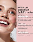 Multi Cream Blush & Blush Brush Set, Korean Makeup Blush for Cheeks, Multi-Use Face Balm, Lightweight & Hydrating, Blendable Color, Non-Greasy, Soft Bristles for Radiant Finish (Rose Crystal)