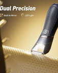 Body Trimmer for Men: Pubic Hair Trimmer with Mirror & LED Light - IPX7 Waterproof Wet/Dry Use for Chest/Back/Groin -Ceramic Blades & Travel Lock - No Nicks/Cuts Ball Shaver