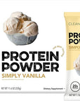 Clean Simple Eats Whey Protein Powder, Simply Vanilla Flavor Naturally Sweetened, 100% Grass Fed Protein Powder with Digestive Enzymes & No Artificial Ingredients, Gluten Free, 10 Stick Packs