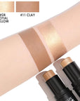 FOCALLURE 2 Pcs Mineral Cream Contour Stick,Moisturize Highlighter and Bronzer Pen,Non Stick Face Brightens & Shades Pencil,Long Lasting & Smooth Gliding Face Illuminator Makeup,24+11