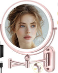 9" Wall Mounted Lighted Makeup Mirror,4000mAh Rechargeable Double Sided 1X/10X Magnifying Mirror with Light,3 Color Lights,Touch Dimmable,Extended Arm 360 Rotation Wall Mounted Makeup Mirror