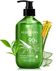 Aloderma Organic Aloe Vera Gel for Skin + Tea Tree Oil, Made within 12 Hours of Harvest, Soothing Pure Aloe Vera Gel for Face, Works Great for Oily Skin, Scalp, Aftershave, Natural Aloe - 10.6 Oz