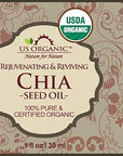 US Organic Chia Seed Oil, Certified Organic, Pure & Natural, Cold Pressed Virgin, Unrefined, Sourced from Paraguay, in Amber Glass Bottle w/Glass Eyedropper (1 oz (30 ml))