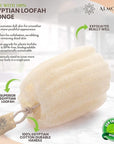 Almooni Egyptian Loofah Exfoliating Body Scrubber, Natural Real Egyptian Shower Loofah Sponge Body Scrubber for Women and Men, for Body and Face That Will Get You Clean - 2 Count (1 Pack)
