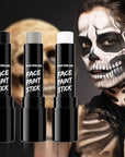 BAD COLOR 3PCS Black White Grey Face Body Paint Stick Makeup for Skull Skeleton Goth Mime SFX Cosplay & Dress Up, Full-Coverage Halloween Facepaint Makeup Kit