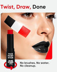 Blue Squid PRO Red, White and Black Face Paint Stick - Waterproof Body Paint Adults & Kids Eye Black Baseball, Eyeblack Softball -Hypoallergenic Twist-Up Non-Toxic Makeup Stick - Cosplay, Sports & SFX