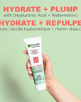Garnier SkinActive Green Labs Hyalu-Melon Smoothing Milky Washable Cleanser with Hyaluronic Acid + Watermelon for Dehydrated Skin, Fine Lines, (Packaging May Vary), 4.4 FL Oz