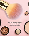 Powder Brush,Daubigny Large Powder Brush Flat Arched Premium Durable Kabuki Makeup Brush Perfect For Blending Liquid,Cream and Flawless Powder,Buffing, Blending,Concealer (Gold)