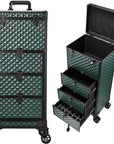 Nail Trolley Cart with 3 Drawers, Salon Station Cosmetology Case on Wheels Rolling Makeup Train Case Nail Case Organizer Beauty Salon Travel Case for Nailart,SPA,Hairstylist,Artist,Dark Green