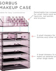 Sorbus Acrylic Makeup Organizer Set, 6-Drawer Vanity & Countertop Cosmetic Storage with Small & Wide Compartments, Purple Makeup Storage for Brushes, Jewelry – Holiday Gift for Women & Teens