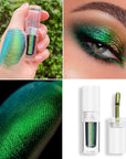 MAKI YIKA Glitter Eyeshadow Green Liquid Multichrome Eyeshadows Long Lasting Metallic Chameleon Eye Shadow Holographic Eye Topper Glitters (#2 Peacock)