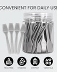 PANA 100pcs Brand Cosmetic Make Up Disposable Plastic 2.5" Spatulas Skin Care Facial Cream Mask Spatula (100 Pieces in a Container) (GRAY)