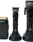 Supreme Trimmer 3-in-1 Barber Bundle | 2Spee Clipper, 2Spee Trimmer & Crunch Foil Shaver | Professional Beard Trimmer Men’s Hair Clipper Kit | (Black)