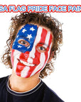 MEICOLY Red White Blue Face Body Paint with Setting Powder and Sponges,Water Based Face Paint for Halloween SFX Clown Devil Spiderman Cosplay Makeup,4th of July Body Paint