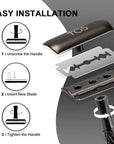 Double Edge Safety Razor for Men with Stand and Silicone Cover - Durable Metal Eco-Friendly Single Blade Safety Razor with 10 Blades - Closed Smooth Shave Matte Black