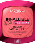 L'Oreal Paris Infallible Up to 24H Fresh Wear Soft Matte Blush, Blendable, Long-Lasting and Waterproof Cheek Make Up, Fearless Coral 05, 0.31 Oz