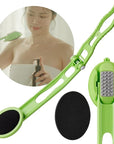 Body Oil Applicator (2nd gen) - 19" Foldable Long Curved Handle, with Replaceable Brush Head, Spill Prevention Non-Toxic Washable Foam Pad – Perfect for Tanning and Body Oils, Includes 2 Pads