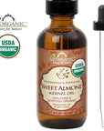 US Organic Sweet Almond Kernel Oil, USDA Certified Organic,100% Pure & Natural, Cold Pressed Virgin, Unrefined in Amber Glass Bottle w/Eyedropper, Sourced from Poland (2 oz (56 ml))