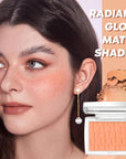 Coral Blush Powder Blush for Cheeks with Brush, Matte Blush Palette Blush Powder Face Blusher, Natural Blendable Formula Silky Lightweight Makeup Blush Rubores de Maquillaje, 004#