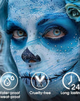 BAD COLOR Light Blue Face Body Paint, Pale Blue Eye Black Stick for Football/Baseball/Softball, Hypoallergenic Grease Sticks for Corpse Bride Halloween SFX Avatar Sally Makeup