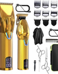 Cordless Hair Clippers for Men,Professional Hair Clippers Trimmer Kit,Barber Fading Clipper and Zero Gap T-Blade Trimmer Set with LED Display for Mens Gifts(Gold)