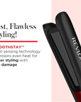 REVLON SmoothStay Coconut Oil Infused Hair Straightener - Flat Iron Hair Straightener for Sleek Straight Hairstyles, Enhanced Shine and Moisture (1 in)
