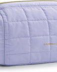 BAGSMART Makeup Bag Cosmetic Bag Wide Open, Purple, M, Wide-open Travel Makeup Bag With Puffy Padded and Rectangular Quilted