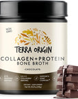 TERRA ORIGIN Collagen Protein Bone Broth Powder, Natural Collagen from Real Whole Food Sources with 17g Protein, for Hair, Skin, Nail and Joint Support, 20 Servings, Chocolate