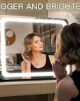FENNIO Vanity Mirror with Lights 22"x17",LED Lighted Makeup Mirror,Large Makeup Mirror with Lights,Touch Screen with 3-Color Lighting,Led Mirror Makeup,Dimmable,for Vanity Desk Tabletop,Bedroom