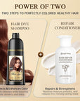 Hair Dye Shampoo 3-in-1 Vegan Color for Gray Hair - Ammonia-Free for Men & Women – Beard & Hair Coloring – Instant Gray Coverage Champú Para Canas Mujer & Hombre (COPPER BROWN)