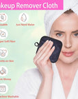 Makeup Remover Cloths for Face, Eye, Lips - Reusable Face Cleansing Cloth Microfiber Makeup Remover Pads 5 x 5 inch 12 Pack (Black)