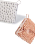 2 PC Silicone Exfoliating Body Scrubber, Silicone Body Shampoo Brush, Soft Silicone Loofah for Sensitive Skin, Shower Silicone Hair Scalp Massager, Easy to Clean, Lather Well(Gray&Pink)