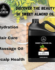 Naturevibe Botanicals Sweet Almond Oil 32 Ounces | 100% Pure and Natural Unrefined Cold Pressed Carrier Oil | Great for Skin Care and Hair Care