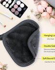 HOMEXCEL Makeup Remover Cloth 12 Count (Pack of 1), Reusable Makeup Remover Pads, Washable Ultra Soft Facial Cleansing Cloths For All Skin Types, 5 X 5 In, Black