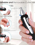 Ear and Nose Hair Trimmer Clipper - 2025 Professional Painless Eyebrow & Facial Hair Trimmer for Men Women, Battery-Operated Trimmer with IPX7 Waterproof, Dual Edge Blades for Easy Cleansing Black