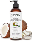 PURA D'OR 16 Oz ORGANIC Fractionated Coconut Oil - MCT Oil - 100% Pure & Natural USDA Certified Cold Pressed Carrier Oil - Unscented, Hexane Free Moisturizer For Face, Skin & Hair Tonic - Men & Women