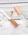 Mini Skater 6pcs 5ML Clear Empty Lip Gloss Tubes With Wand Reusable Refillable Travel Dispenser Bottle Vial With Rubber Stopper Cosmetic Container For Lipstick Balm Lip Glaze DIY Making (Rose Gold)
