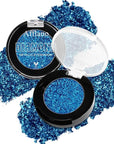 Blue Metallic Eyeshadow Single, Highly Pigmented Fine Pressed Glitter Diamond Eyeshadow with Shimmer finish, Long Lasting Blendable Bright Sparkle Eye Shadow for Blue Eyes/Eyeliner, Waterproof Vegan