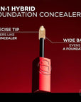L'Oreal Paris Infallible Skin Ink 2-in-1 Foundation Concealer Hybrid Face Makeup, up to 48HR Transfer-Resistant with Buildable Light to Full Coverage, 15 Fair Neutral