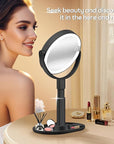 B Beauty Planet Makeup Mirror with Lights, Lighted Magnifying Mirror 30X with 3 Lighting and Adjustable Brightness, 2-Sided Height Adjustable Vanity Mirror for Bathroom, Gifts for Women Black