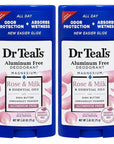 Dr. Teal's Rose & Milk Deodorant Gift Set (2 Pack, 2.65oz Ea) - Rose & Milk Formula - Aluminum Free with Magnesium - Essential Oils, Shea Butter & Arrowroot Powder Absorb Moisture, Keep Skin Healthy