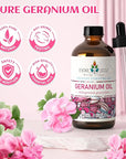 EVOKE OCCU Pure & Natural Geranium Essential Oil for Skin, Hair, Diffuser, Aromatherapy - 4 Fl Oz