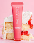 Palladio Butter Balm - Hydrating Lip Balm with Sheer Tint, Aloe, Peptides, Shea Butter, and Vegan Formulation for Instant Moisture, Shine, and Soothing Lip Care, Strawberry Shortcake