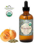 US Organic Pumpkin Seed Oil, USDA Certified Organic,100% Pure & Natural, Cold Pressed Virgin, Unrefined in Amber Glass Bottle w/Glass Eyedropper for Easy Application (Large (4 oz, 115 ml))