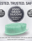 Avilana Silicone Body Scrubber – Gentle Shower Brush & Loofah Alternative- Food Grade & Lab Tested – Fast-Drying, Hygienic, BPA-Free Silicone Body Gentle Exfoliator (Green, Massage)