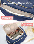 BAGSMART Travel Toiletry Bag, Large Wide-open Travel Bag for Toiletries, Makeup Cosmetic Travel Bag with Handle
