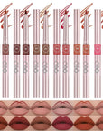 Lip Liner Set, 6 Colors Longwear and Pigmented Matte Lip Pencil Makeup, Smooth Application, Retractable Waterproof Lip Liner