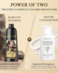Natural Hair Dye Shampoo 3 IN 1, Gray Hair Coverage, Vegan, Ammonia-Free & Paraben-Free Hair Coloring Shampoo for Women & Men, Beard Dye for Men, Nourishing Gentle Easy to Use (ASH BROWN)